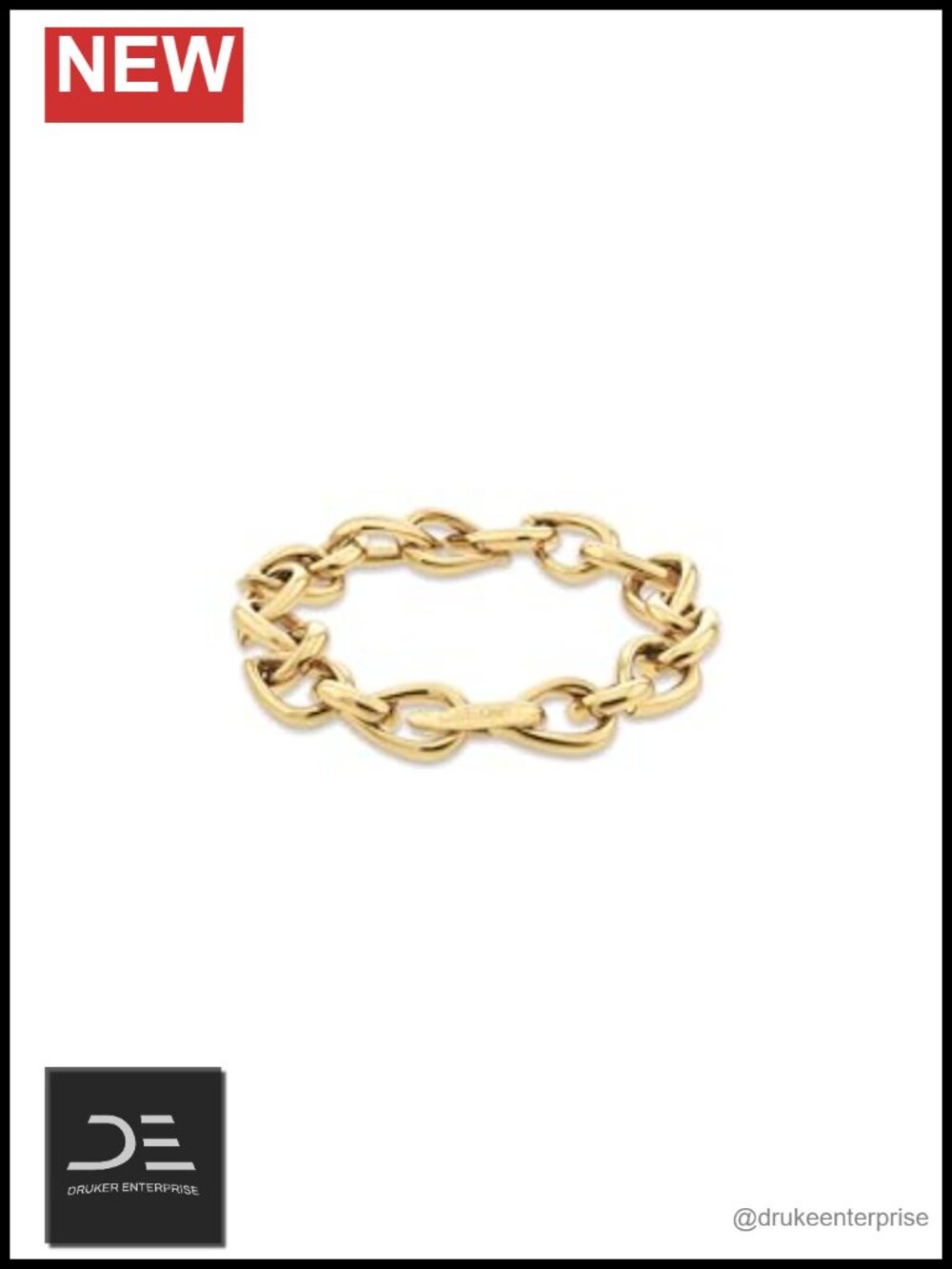 Women's Sculptured Drops Link Bracelet Gold Plated Stainless Steel